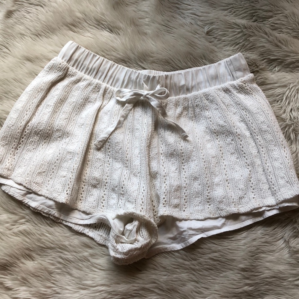 White crochet shorts